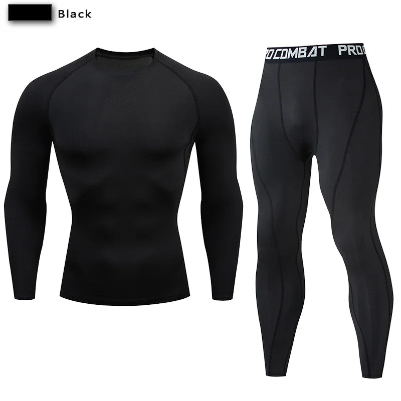 2Pcs Men'S Compression Sportswear Suit GYM Tight Sports Yoga Sets Workout Jogging MMA Fitness Clothing Tracksuit Pants Sporting