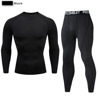 2Pcs Men'S Compression Sportswear Suit GYM Tight Sports Yoga Sets Workout Jogging MMA Fitness Clothing Tracksuit Pants Sporting