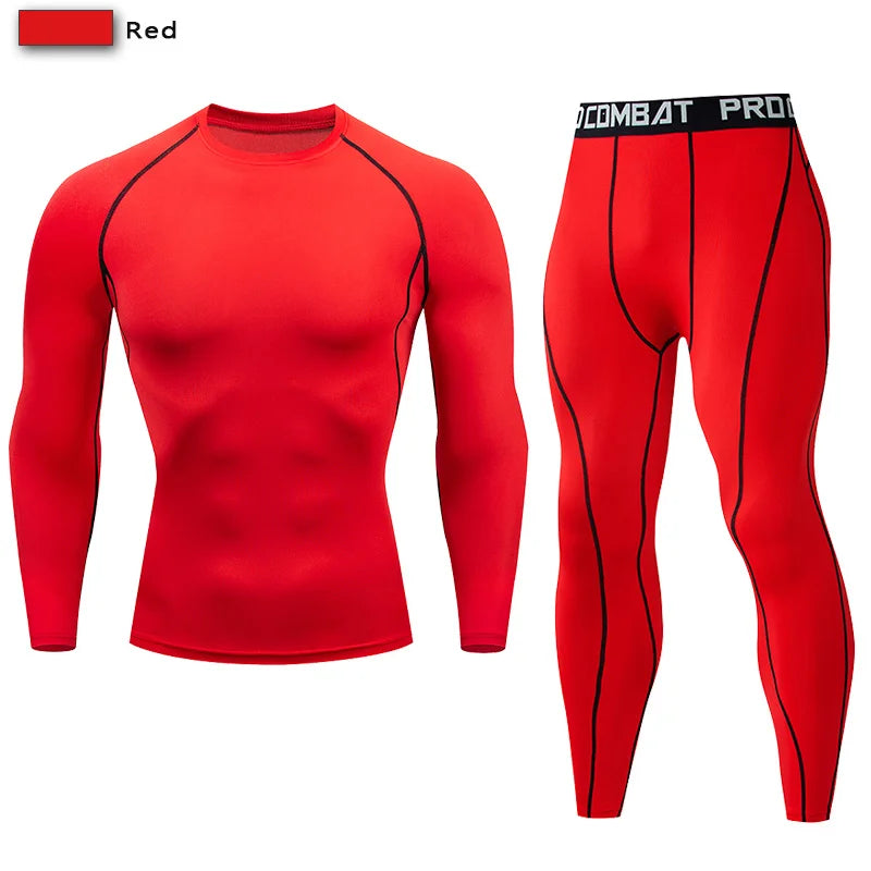 2Pcs Men'S Compression Sportswear Suit GYM Tight Sports Yoga Sets Workout Jogging MMA Fitness Clothing Tracksuit Pants Sporting