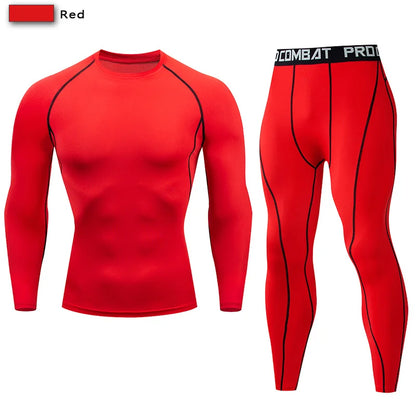 2Pcs Men'S Compression Sportswear Suit GYM Tight Sports Yoga Sets Workout Jogging MMA Fitness Clothing Tracksuit Pants Sporting