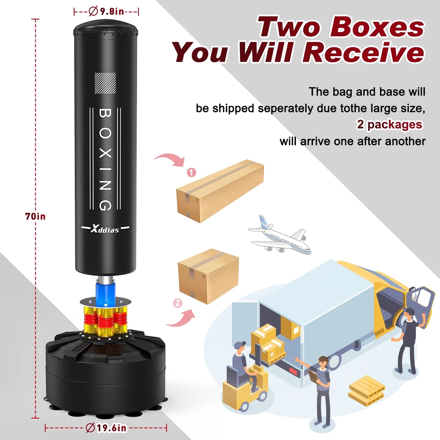 Freestanding Punching Bag for Adult Teens Kids, Kickboxing Bag with Boxing Gloves, Heavy Boxing Bag with Suction Base