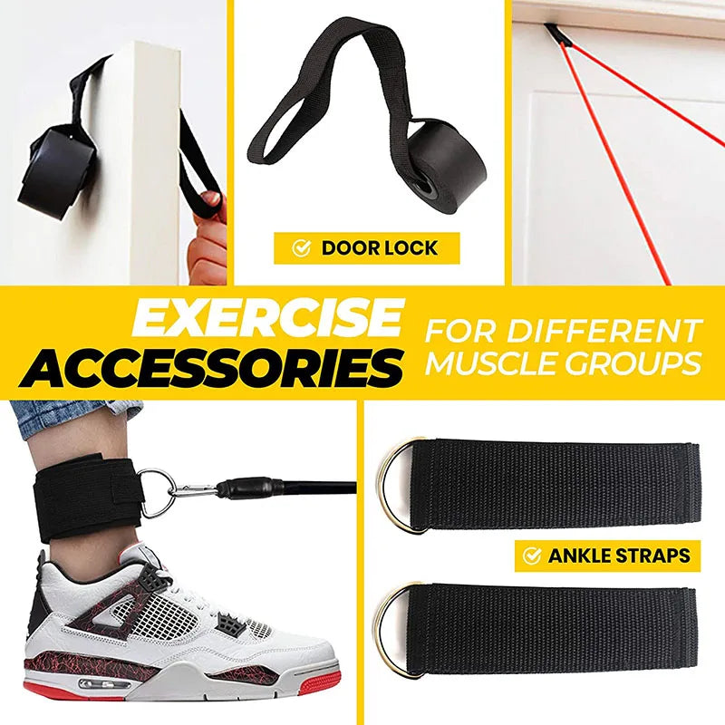 11Pcs/Set Pull Rope, Resistance Bands, Portable Fitness Equipment, Ankle Strap, Chest Expander, Elastic Exercise Band