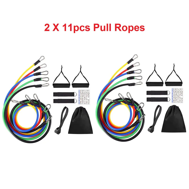 11Pcs/Set Pull Rope, Resistance Bands, Portable Fitness Equipment, Ankle Strap, Chest Expander, Elastic Exercise Band