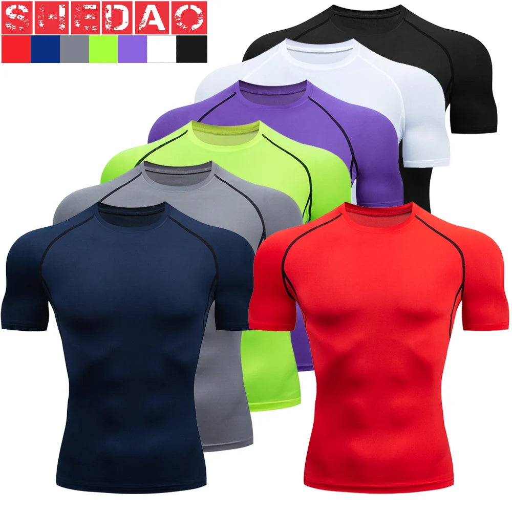 2Pcs Men'S Compression Sportswear Suit GYM Tight Sports Yoga Sets Workout Jogging MMA Fitness Clothing Tracksuit Pants Sporting