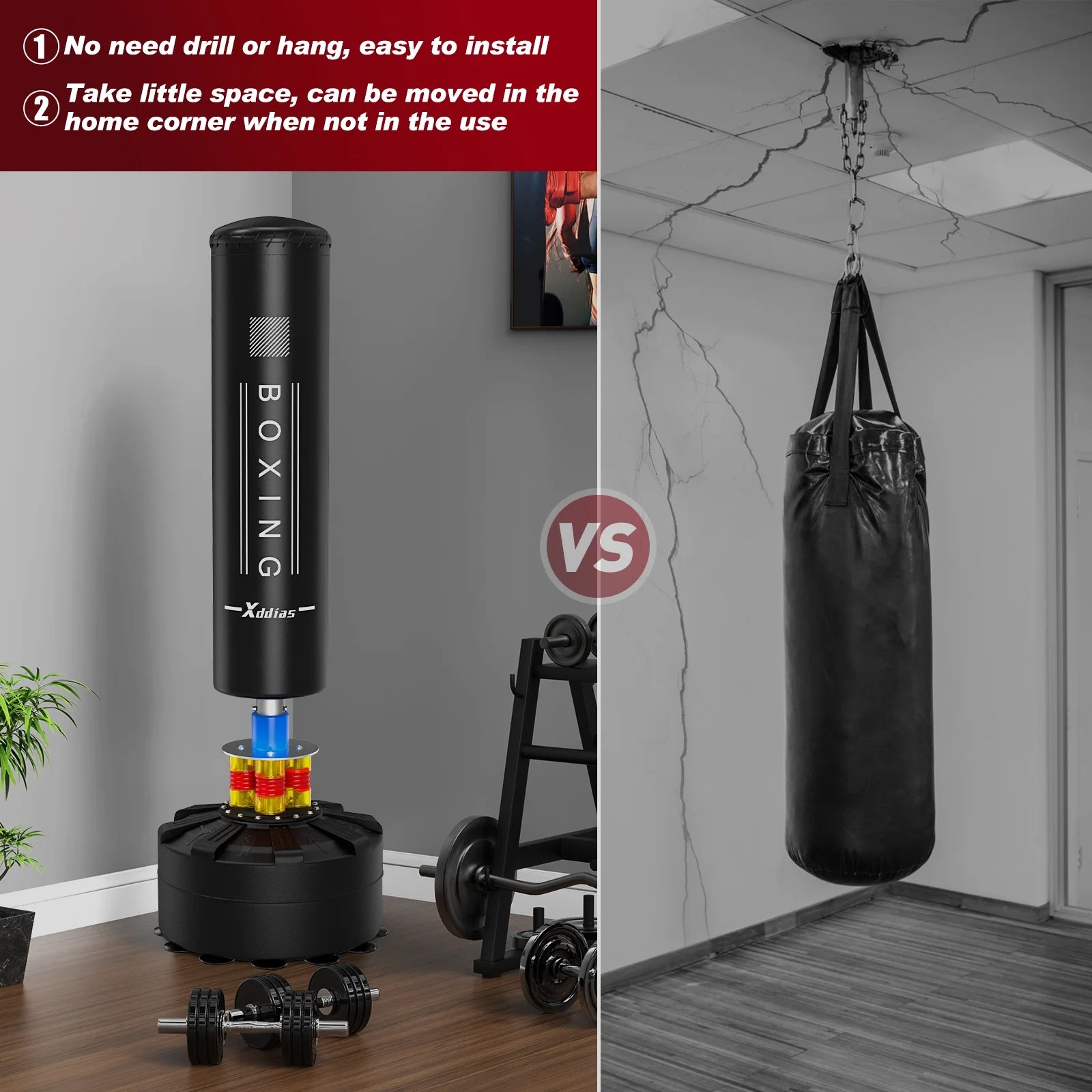 Freestanding Punching Bag for Adult Teens Kids, Kickboxing Bag with Boxing Gloves, Heavy Boxing Bag with Suction Base