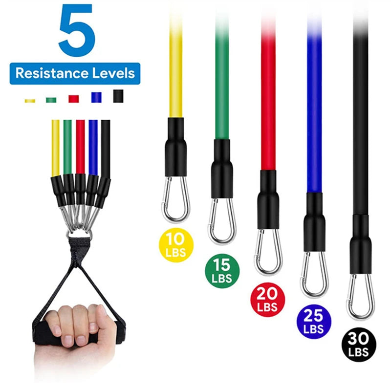 11Pcs/Set Pull Rope, Resistance Bands, Portable Fitness Equipment, Ankle Strap, Chest Expander, Elastic Exercise Band