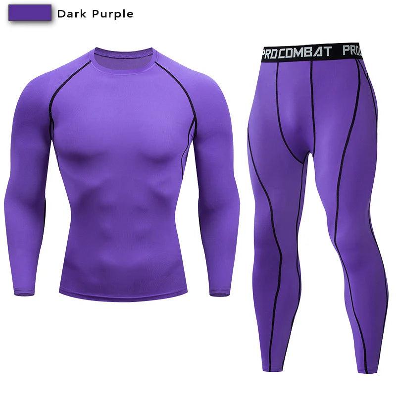 2Pcs Men'S Compression Sportswear Suit GYM Tight Sports Yoga Sets Workout Jogging MMA Fitness Clothing Tracksuit Pants Sporting