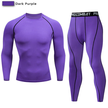 2Pcs Men'S Compression Sportswear Suit GYM Tight Sports Yoga Sets Workout Jogging MMA Fitness Clothing Tracksuit Pants Sporting