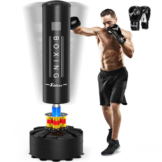 Freestanding Punching Bag for Adult Teens Kids, Kickboxing Bag with Boxing Gloves, Heavy Boxing Bag with Suction Base