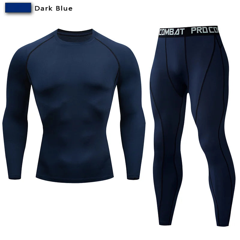 2Pcs Men'S Compression Sportswear Suit GYM Tight Sports Yoga Sets Workout Jogging MMA Fitness Clothing Tracksuit Pants Sporting