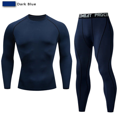 2Pcs Men'S Compression Sportswear Suit GYM Tight Sports Yoga Sets Workout Jogging MMA Fitness Clothing Tracksuit Pants Sporting